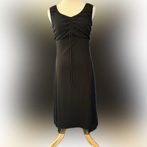 Y2K Cloud 8 Ruched Front Black Midi Dress (S)